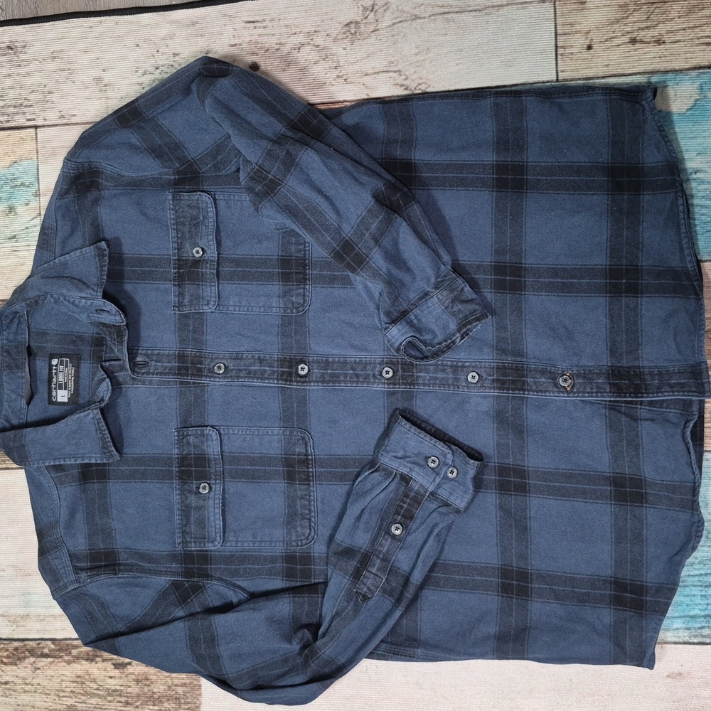 Carhartt Men's Plaid Loose Fit  Button-Down Shirt - Picture 12 of 13